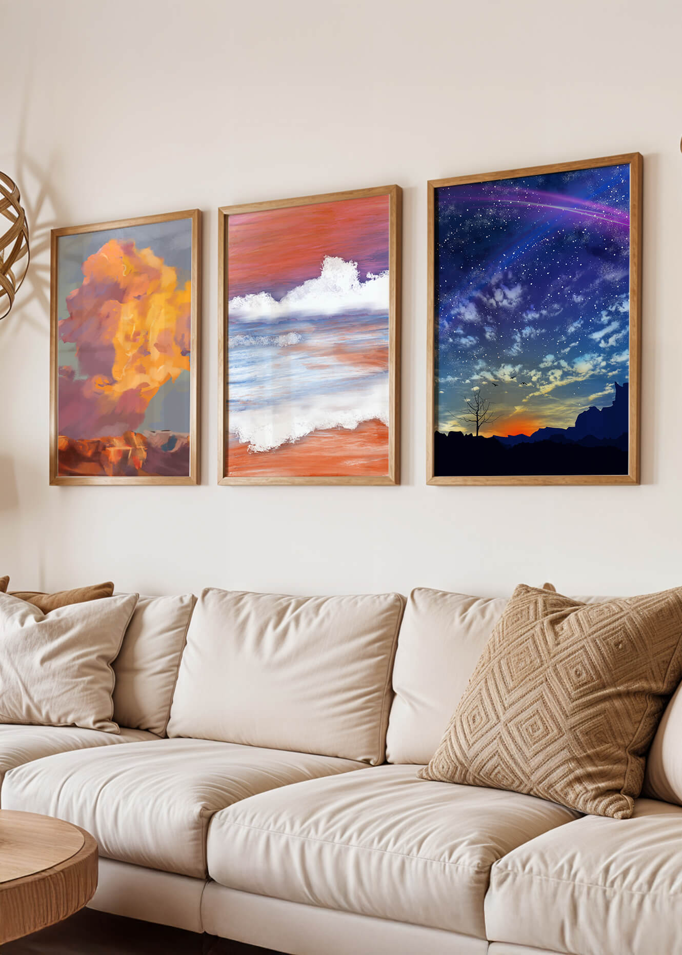 Pinturas Abstractas De Cielo Y Paisaje Sin Marco