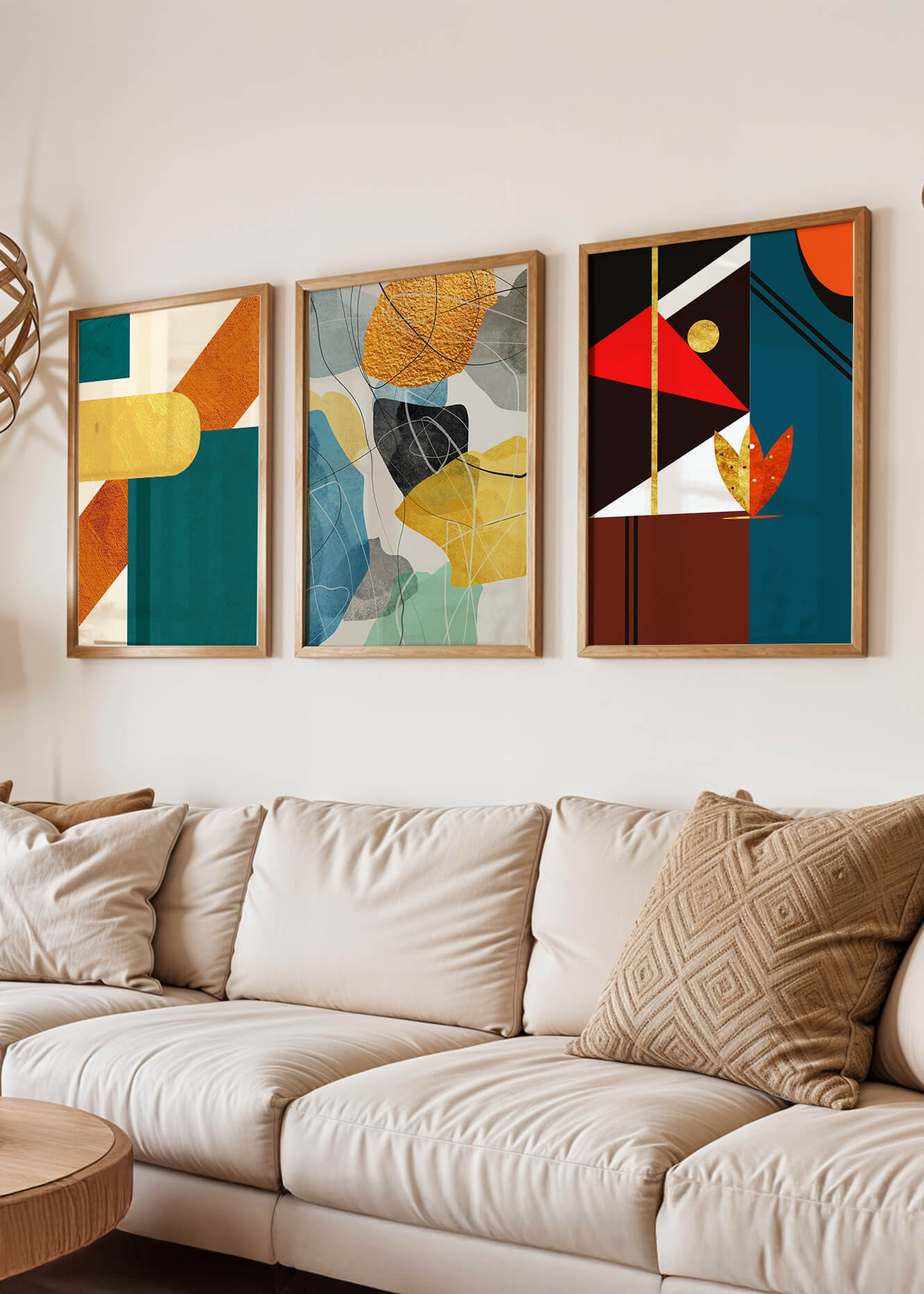 Arte Abstracto Moderno Con Elementos Geométricos Y Detalles Dorados