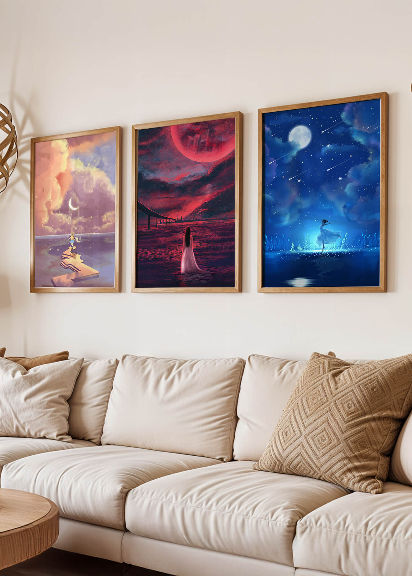 Decoración Moderna de Pared con Obras de Arte Sin Marco