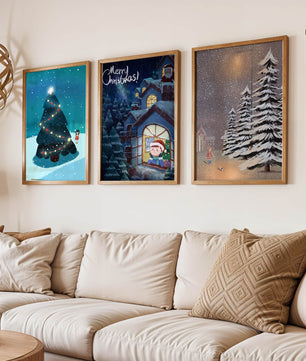 Décoration de Noël avec illustrations hivernales et ambiances festives