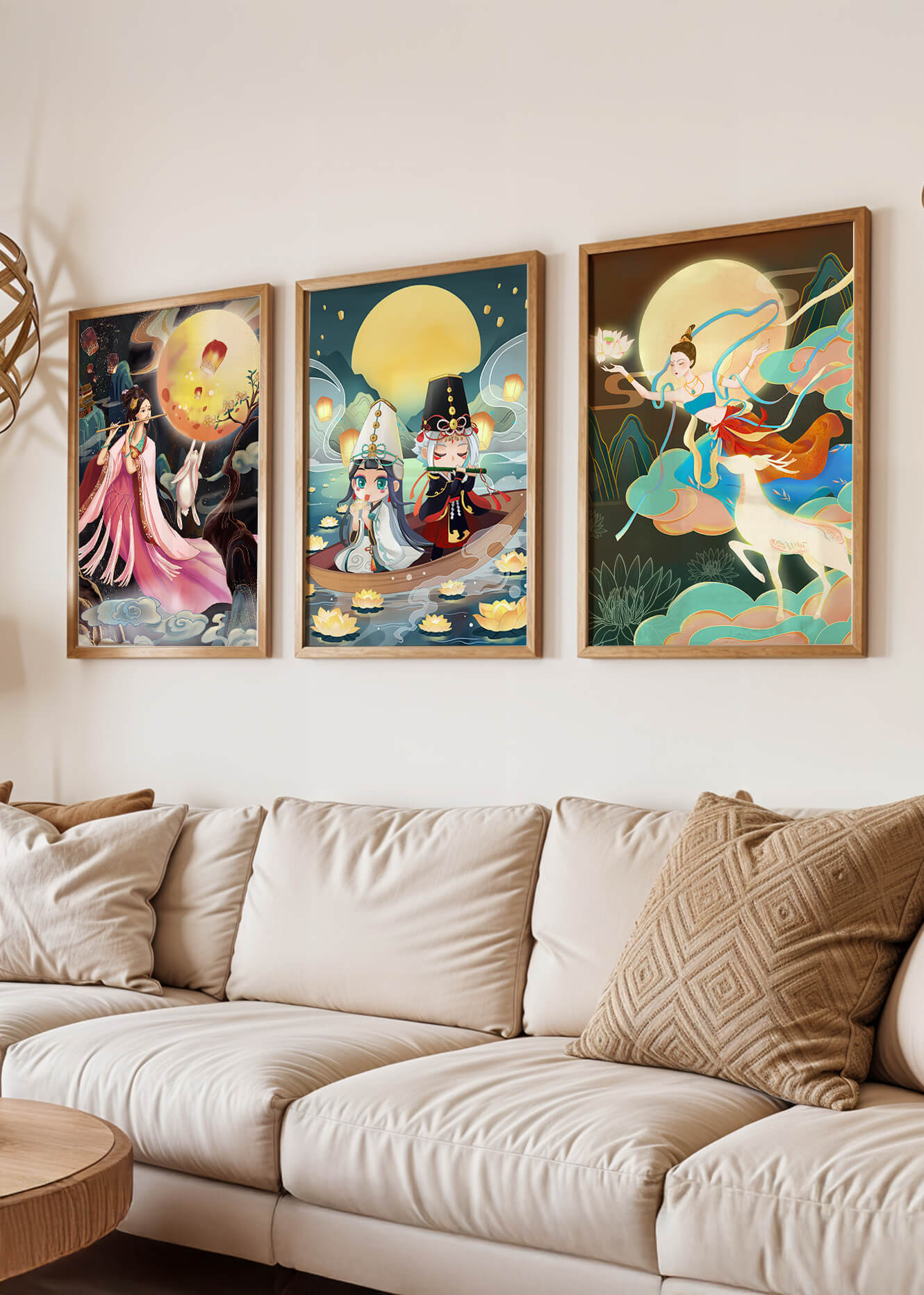 Pinturas De Fantasía Con Luna Llena Y Personajes Mitológicos