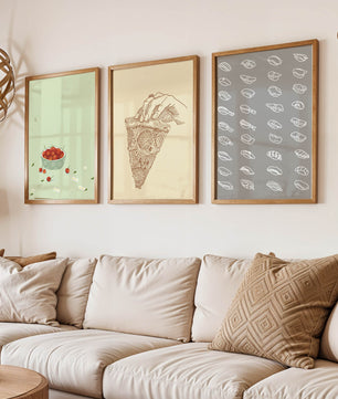 Trio d’affiches d’art moderne sur la nourriture