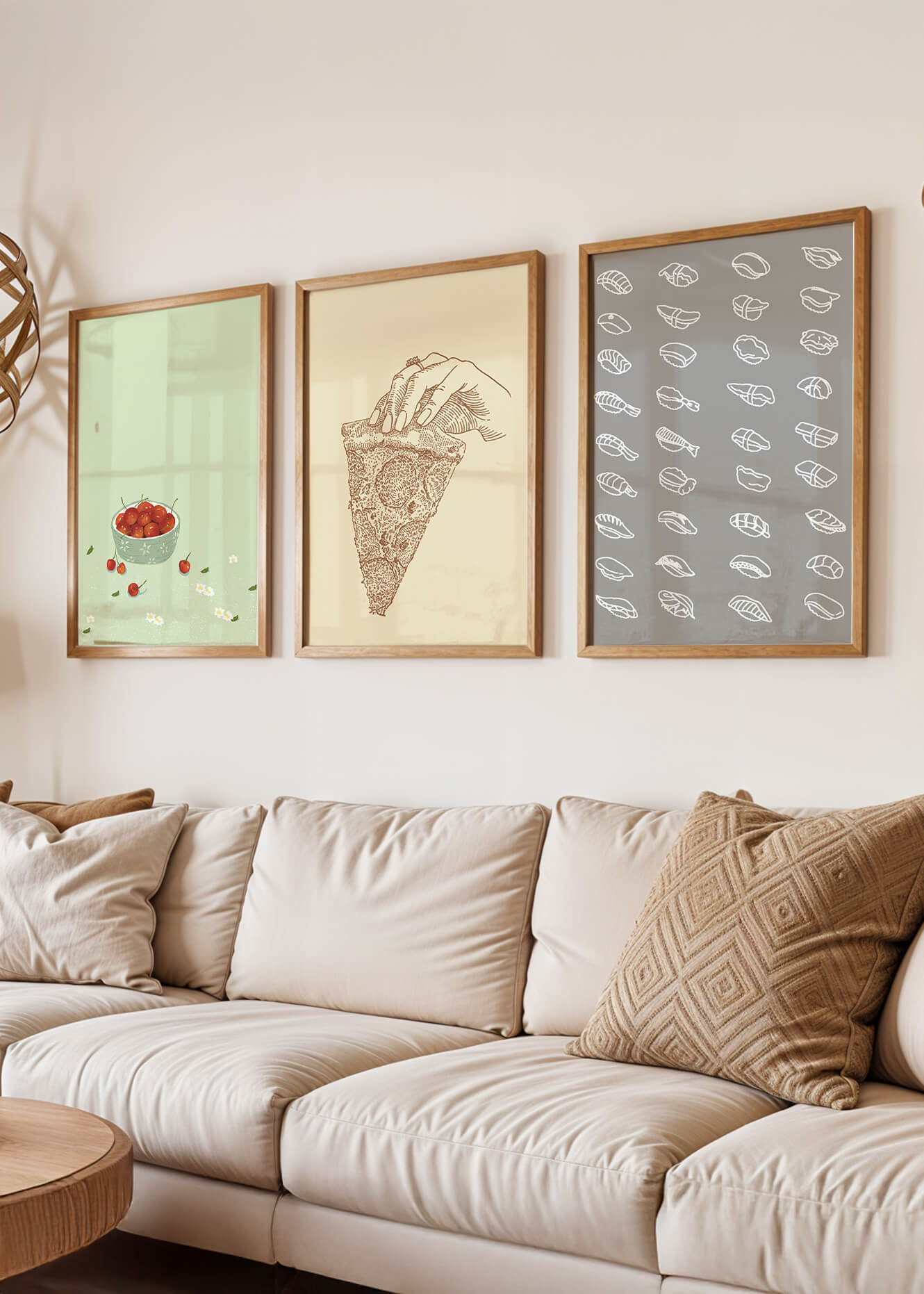 Trío de Pósteres de Arte Moderno de Comida