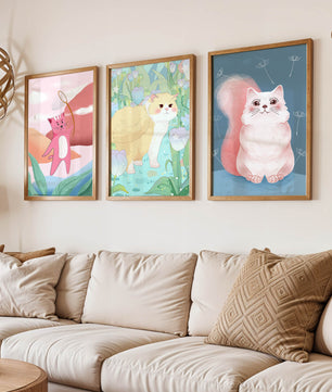 Ensemble d’illustrations de chats dans un style artistique moderne