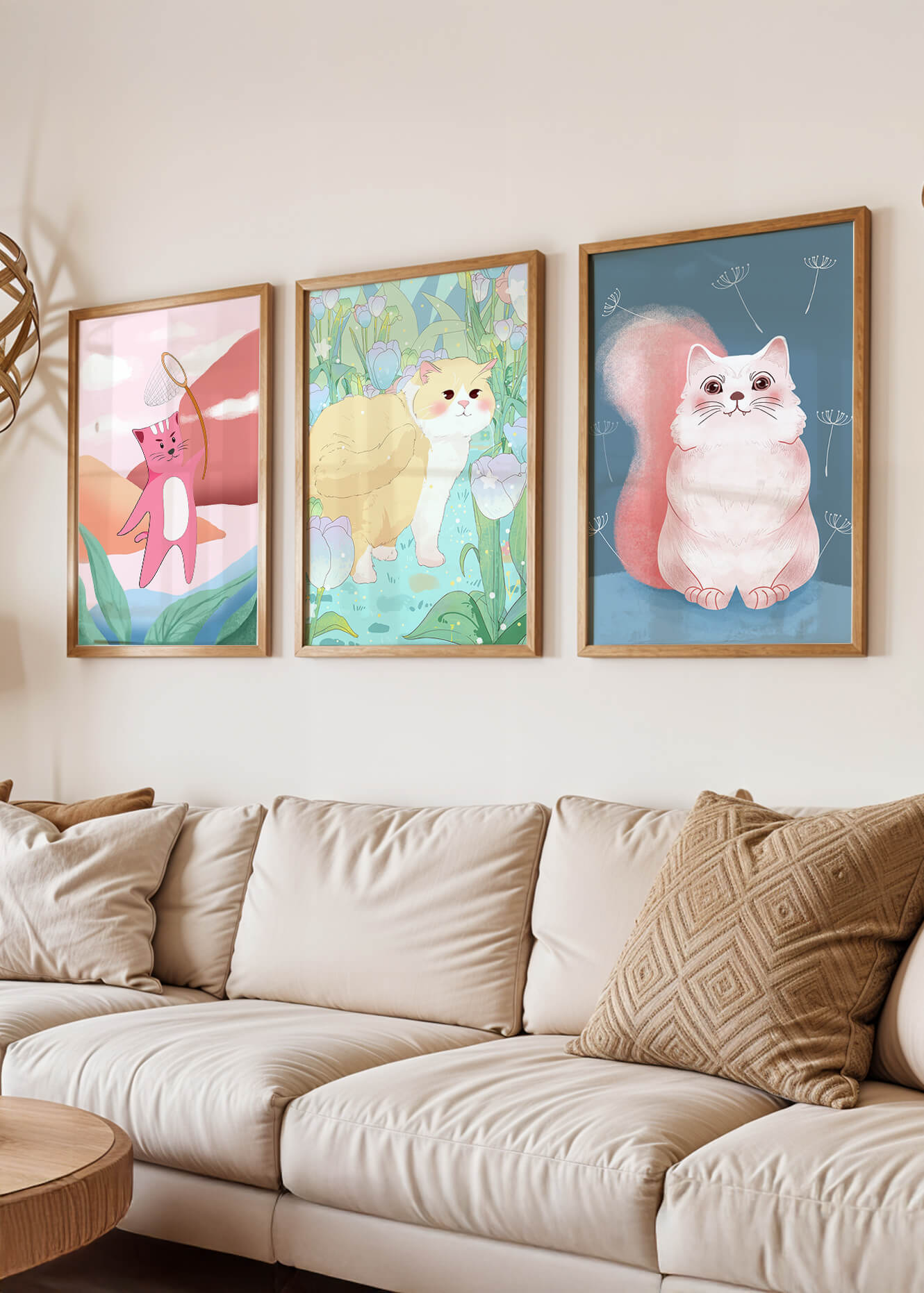 Ensemble d’illustrations de chats dans un style artistique moderne