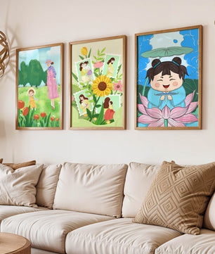 Ensemble d’illustrations modernes au style enfantin