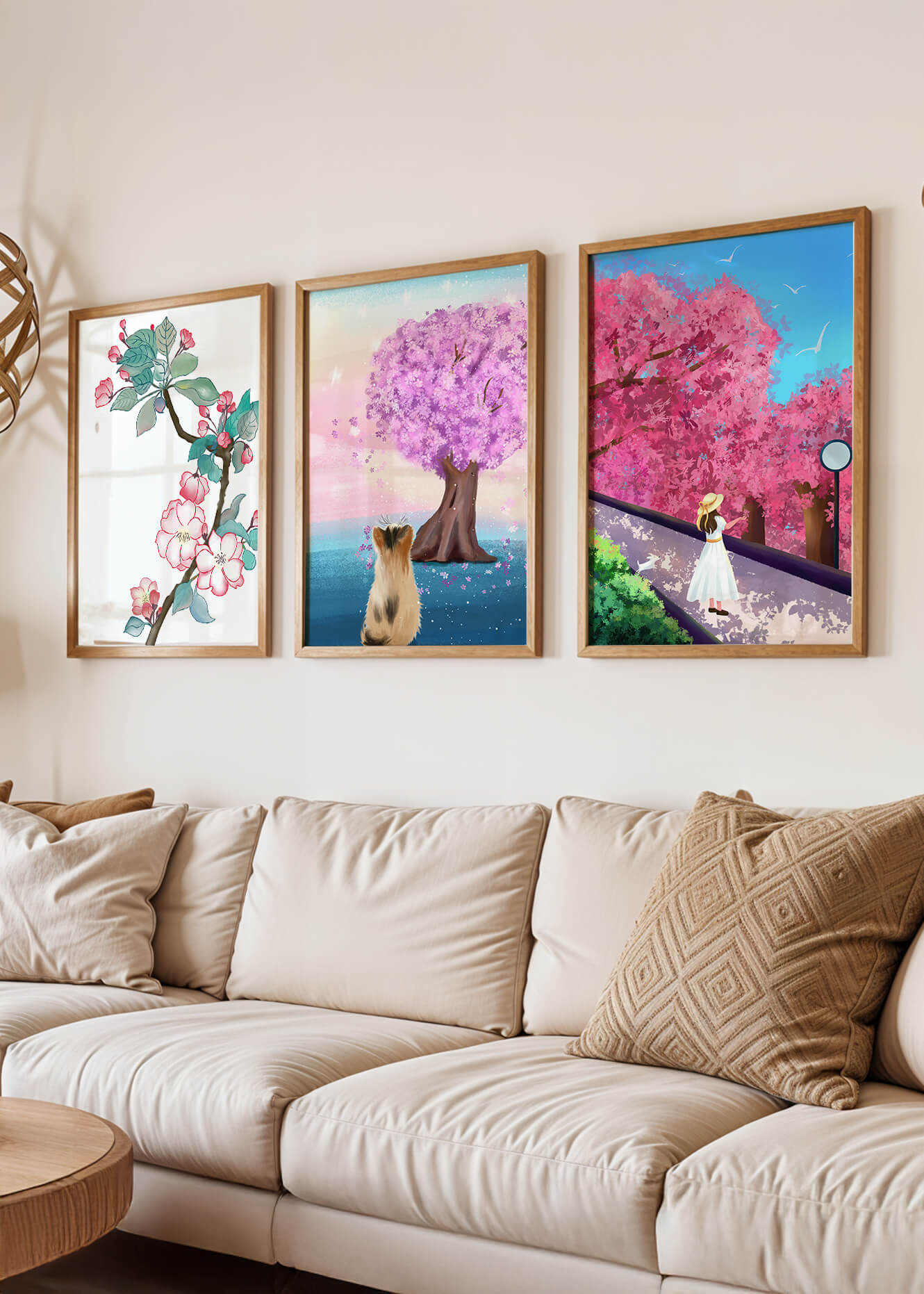 Ensemble d'Impressions Artistiques avec Arbres en Fleurs