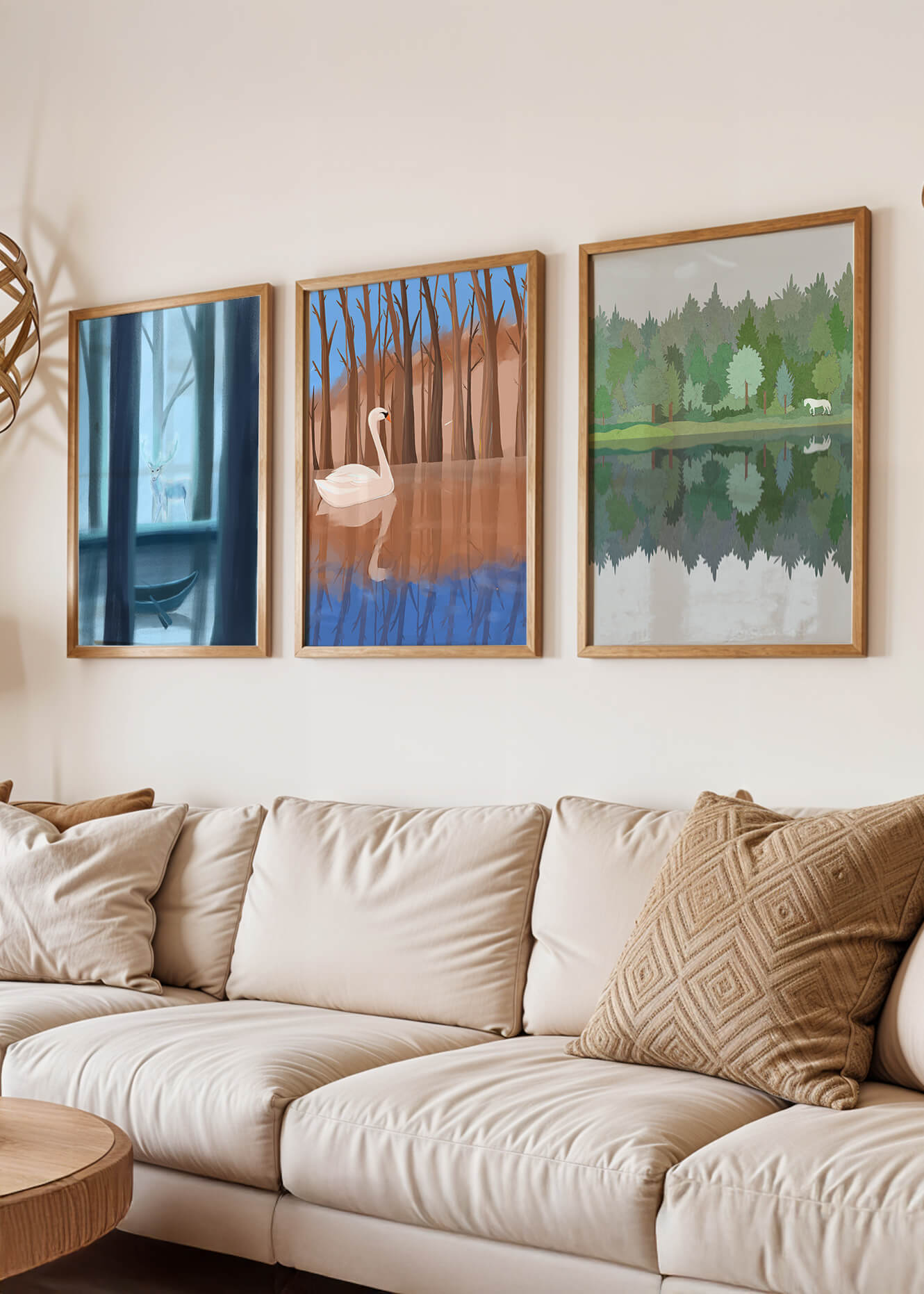 Ensemble de trois impressions artistiques inspirées par la nature