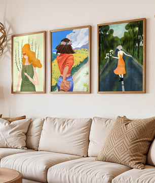 Ensemble d'illustrations modernes de femmes marchant sans cadre