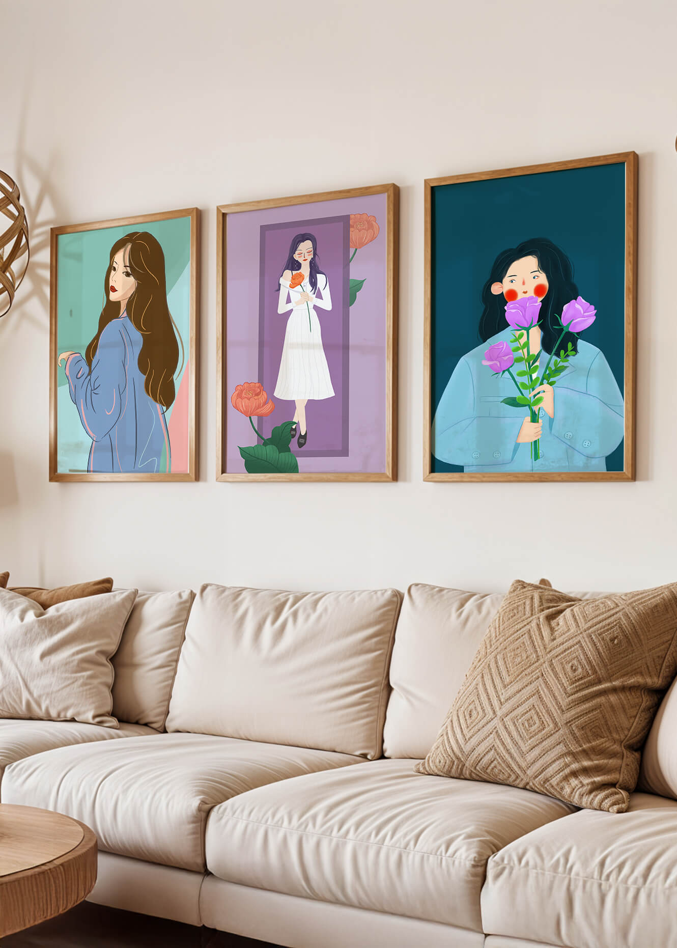 Wanddekoration mit modernen Illustrationen