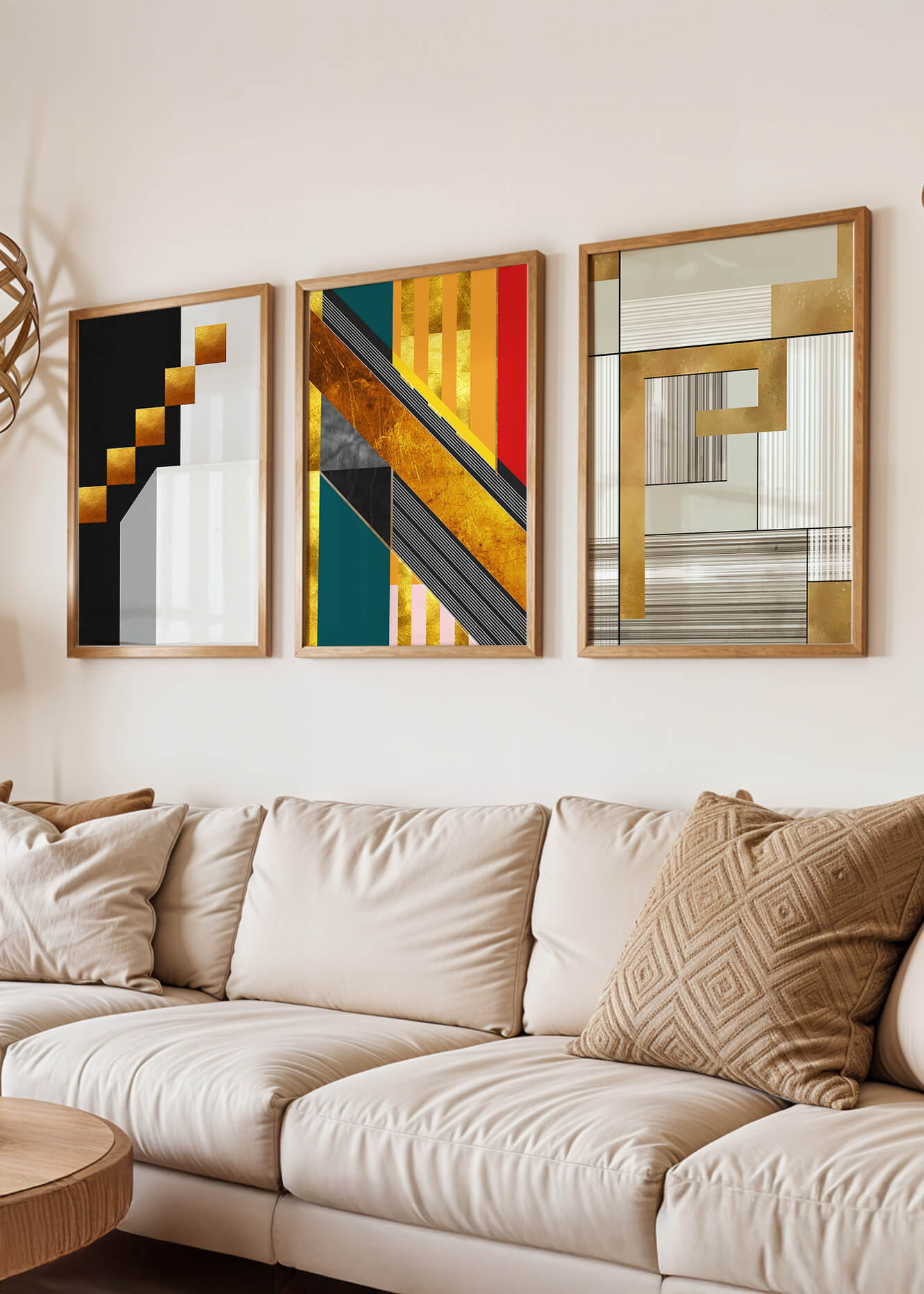 Arte Abstracto Moderno con Detalles Dorados