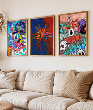 Ensemble d'œuvres d'art moderne aux couleurs vibrantes