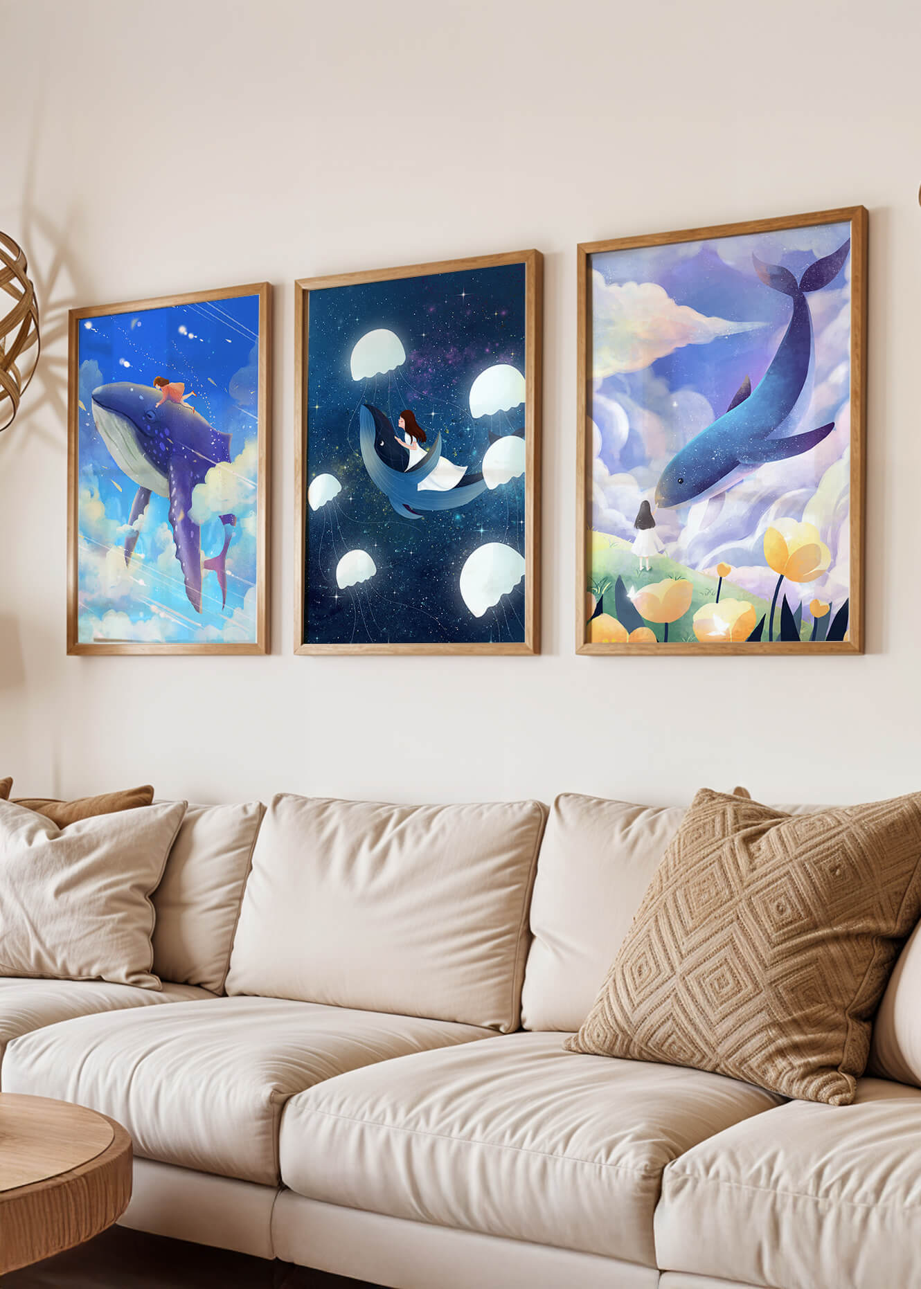 Impresiones Artísticas con Ballenas en Estilo Fantasía