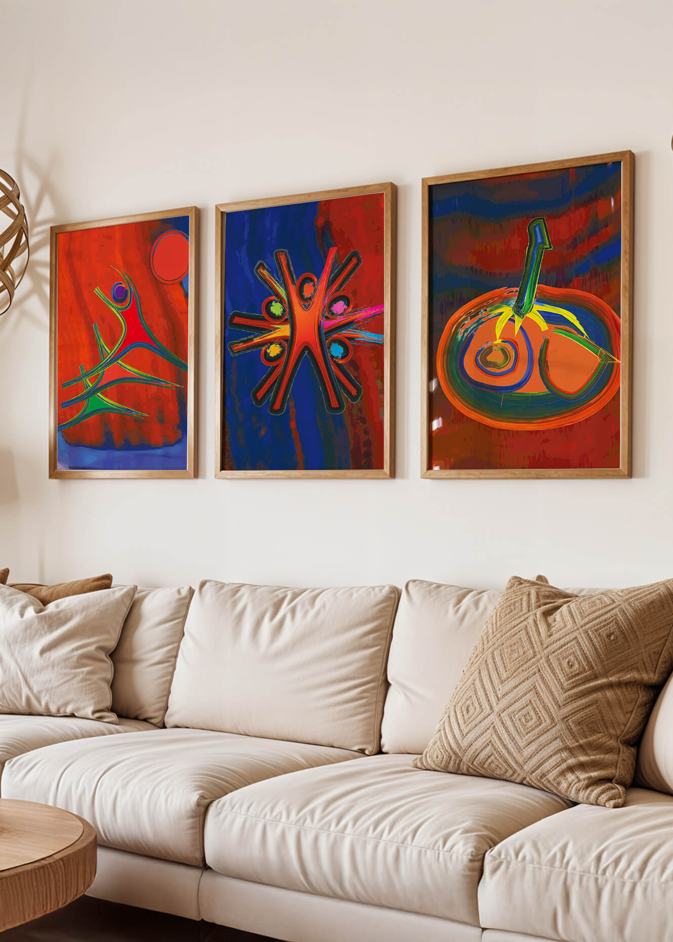 Pinturas Abstractas Coloridas en Estilo Moderno Sin Marco