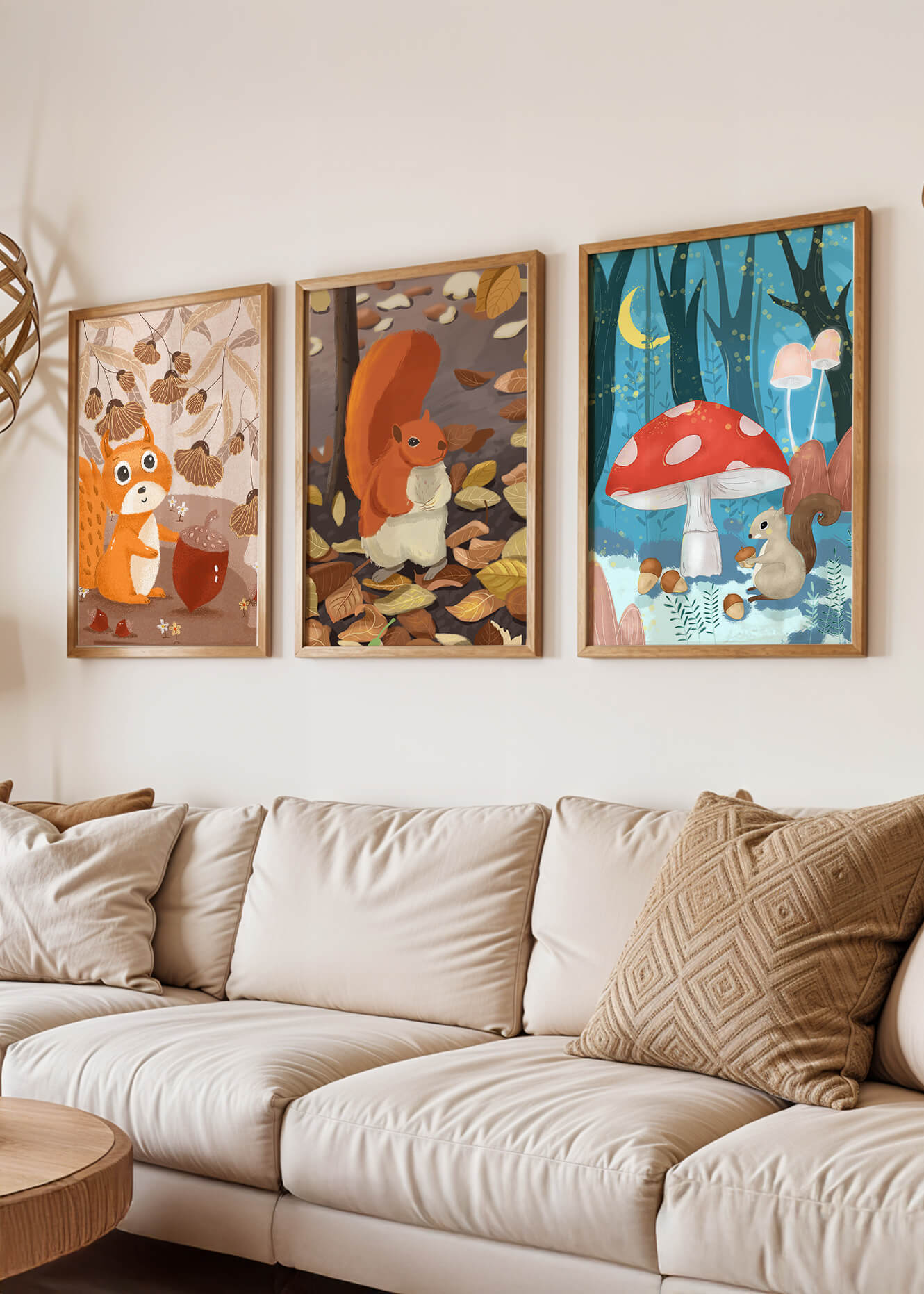 Ilustraciones De Animales En Un Bosque Otoñal