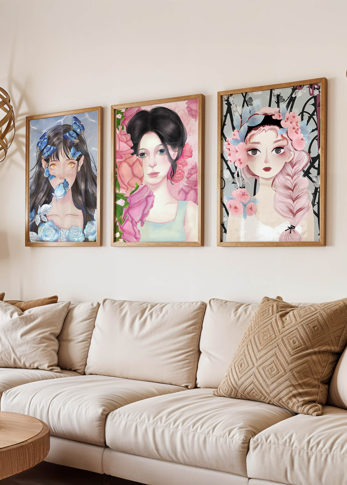 Arte De Mujeres Con Flores En Lienzos De Alta Calidad