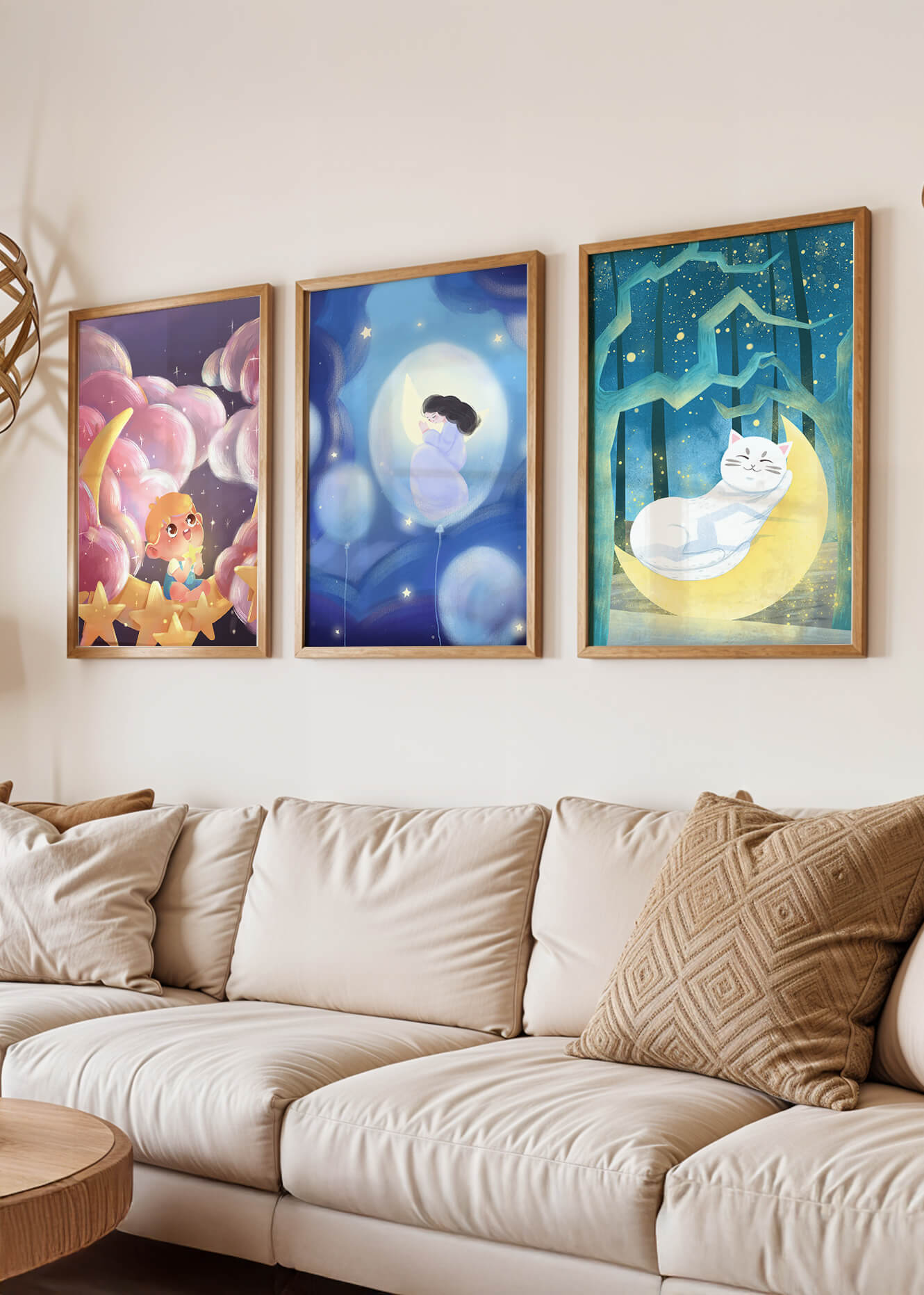 Tableaux de rêve avec des motifs pour enfants et des pois