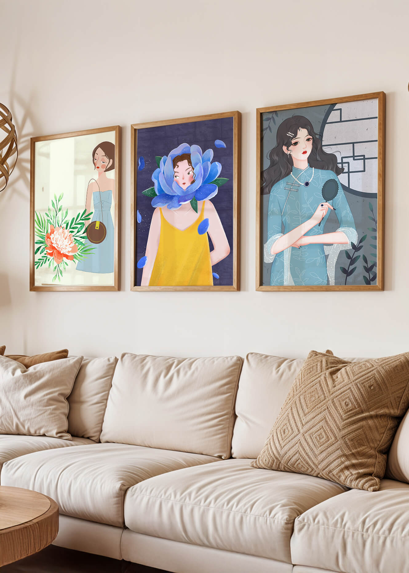 Cuadros Modernos con Ilustraciones Artísticas Femeninas en Estilo Colorido