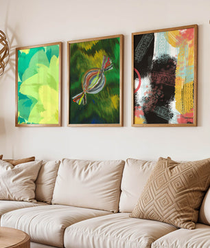 Tríptico De Arte Abstracto Sin Marco Con Impresión De Alta Calidad