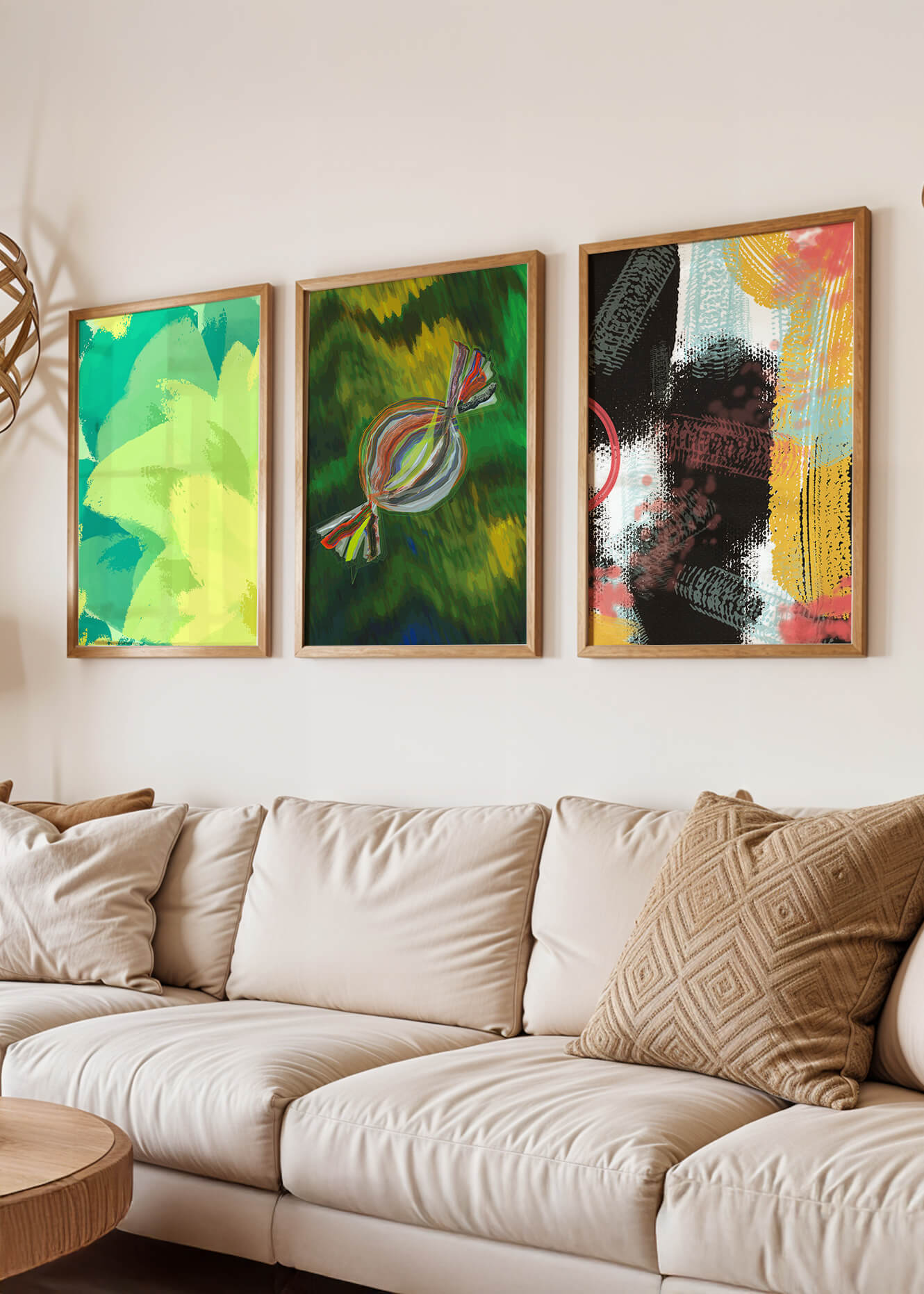 Tríptico De Arte Abstracto Sin Marco Con Impresión De Alta Calidad