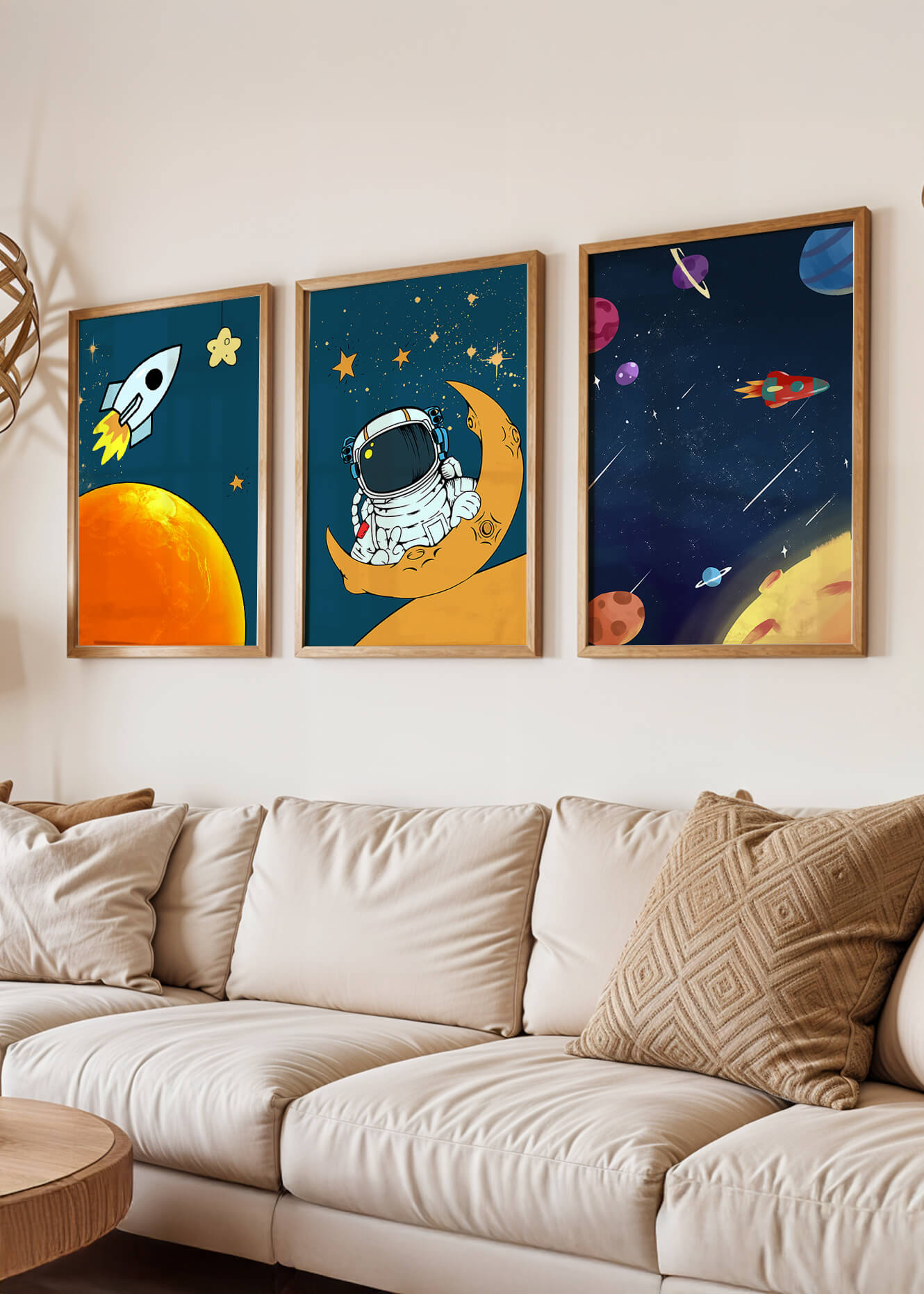 Ensemble d’images d’espace avec astronaute et fusée