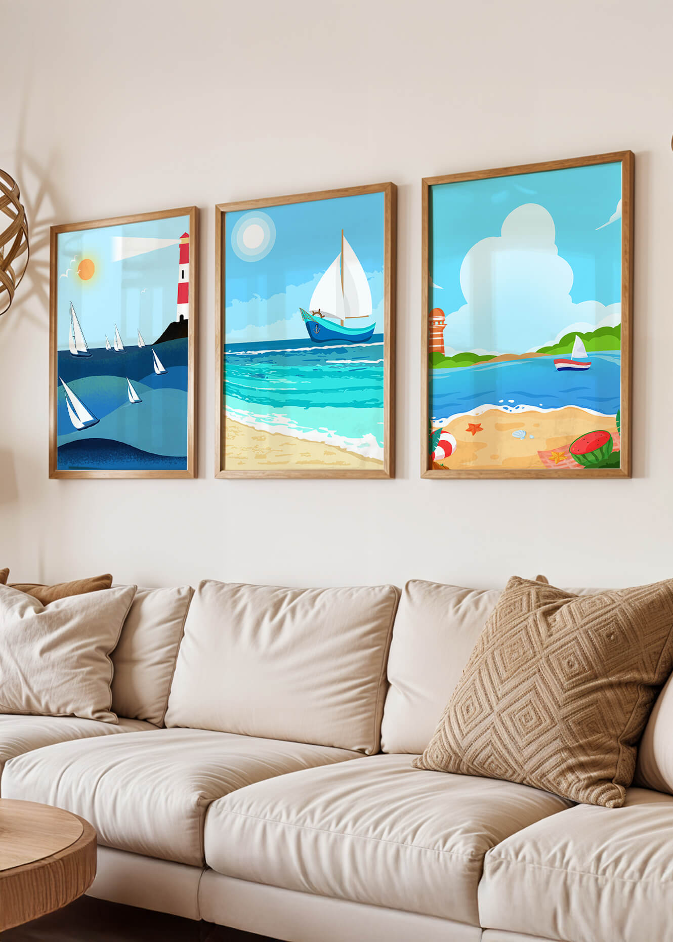 Conjunto De Ilustraciones Náuticas En Estilo Minimalista