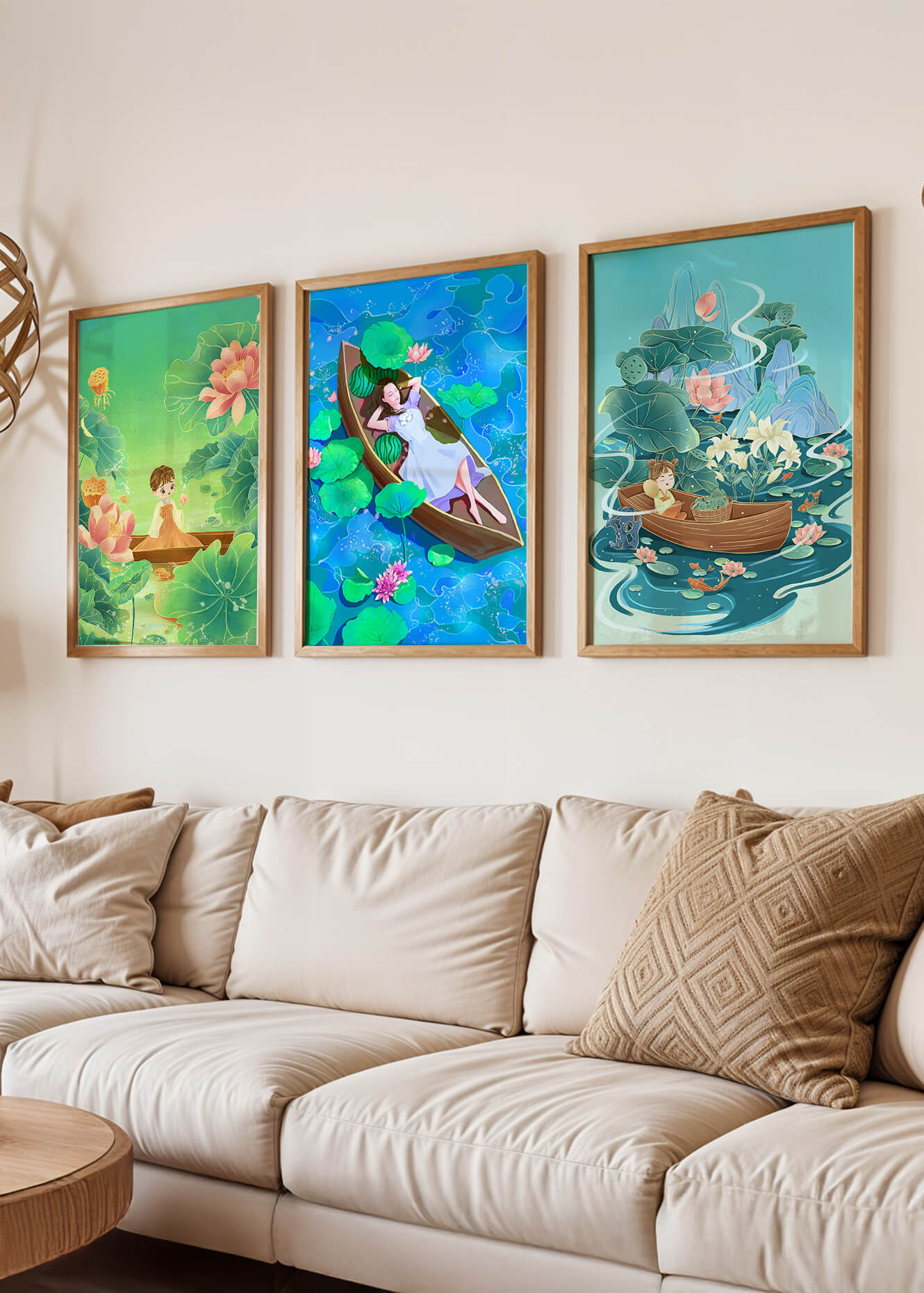 Arte De Niños En Barcos Con Flores Y Agua