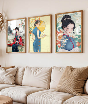 Impresiones Artísticas de Mujeres en Estilo Tradicional Asiático