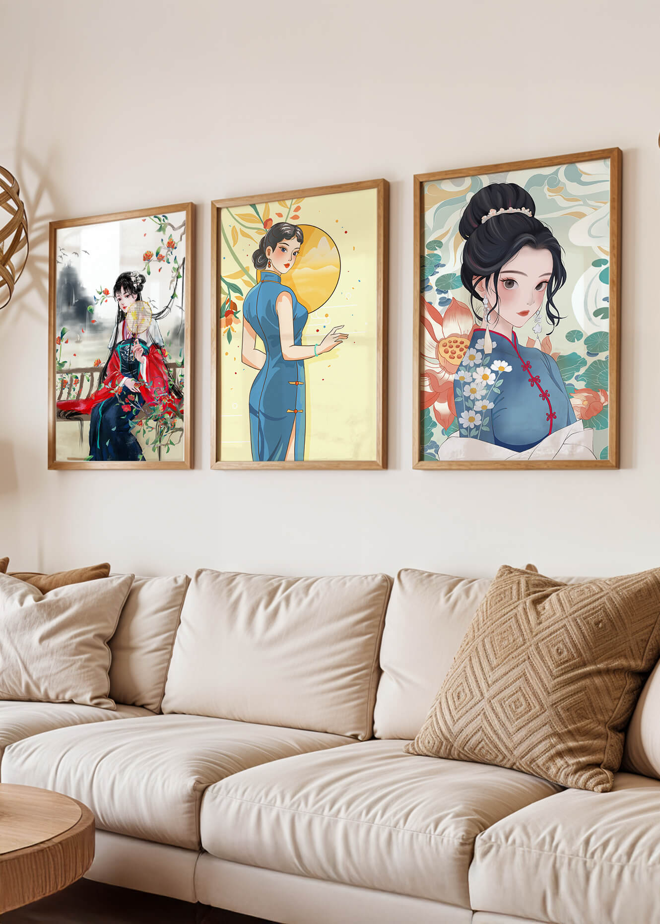 Impressions artistiques de femmes dans le style traditionnel asiatique