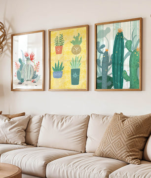 Conjunto De Impresiones De Cactus Sin Marco En Interior