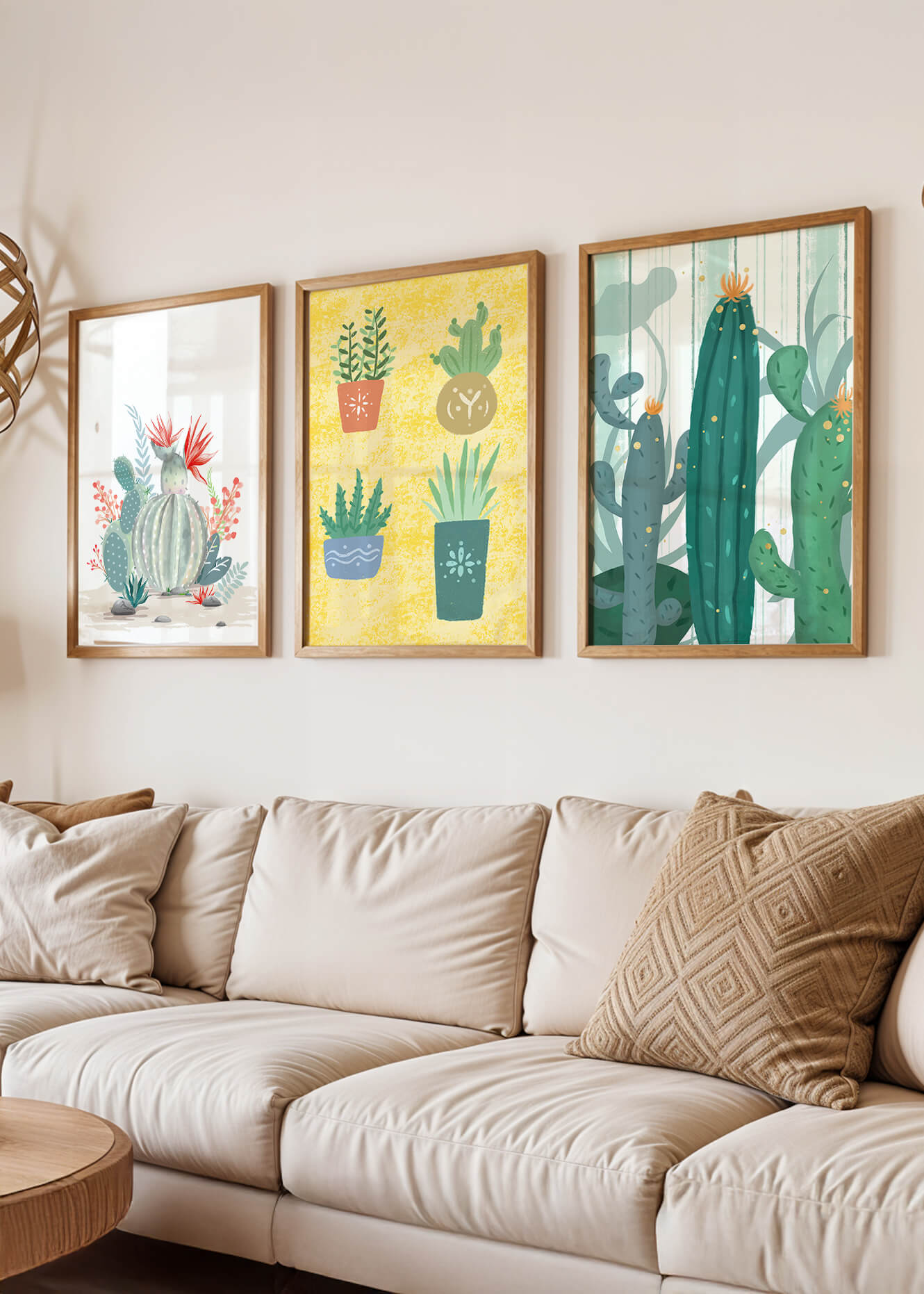Conjunto De Impresiones De Cactus Sin Marco En Interior