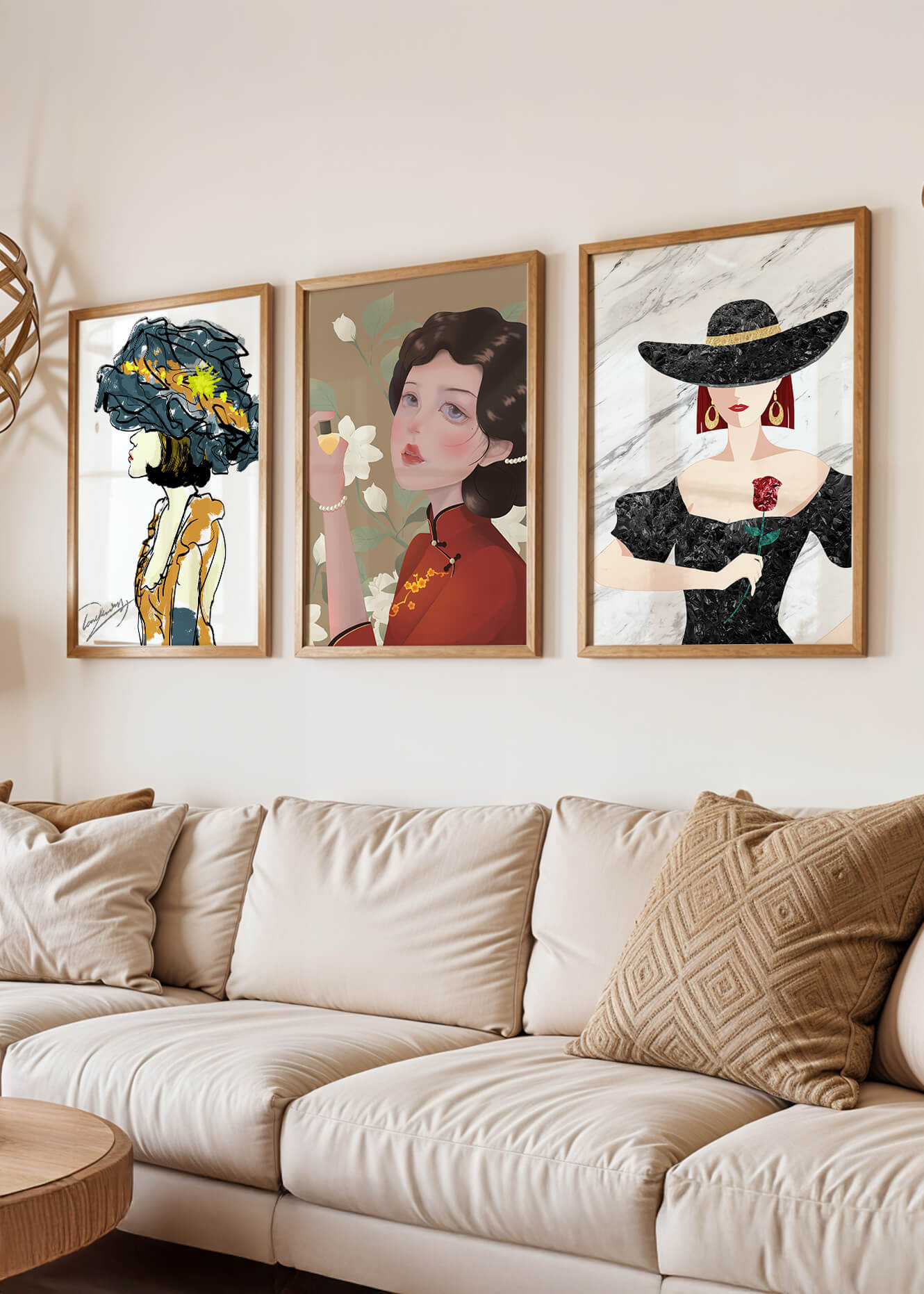 Set de Arte con Retratos de Mujeres en Estilo Clásico y Moderno