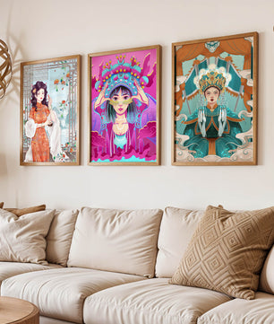 Art moderne de femmes en costumes traditionnels orientaux