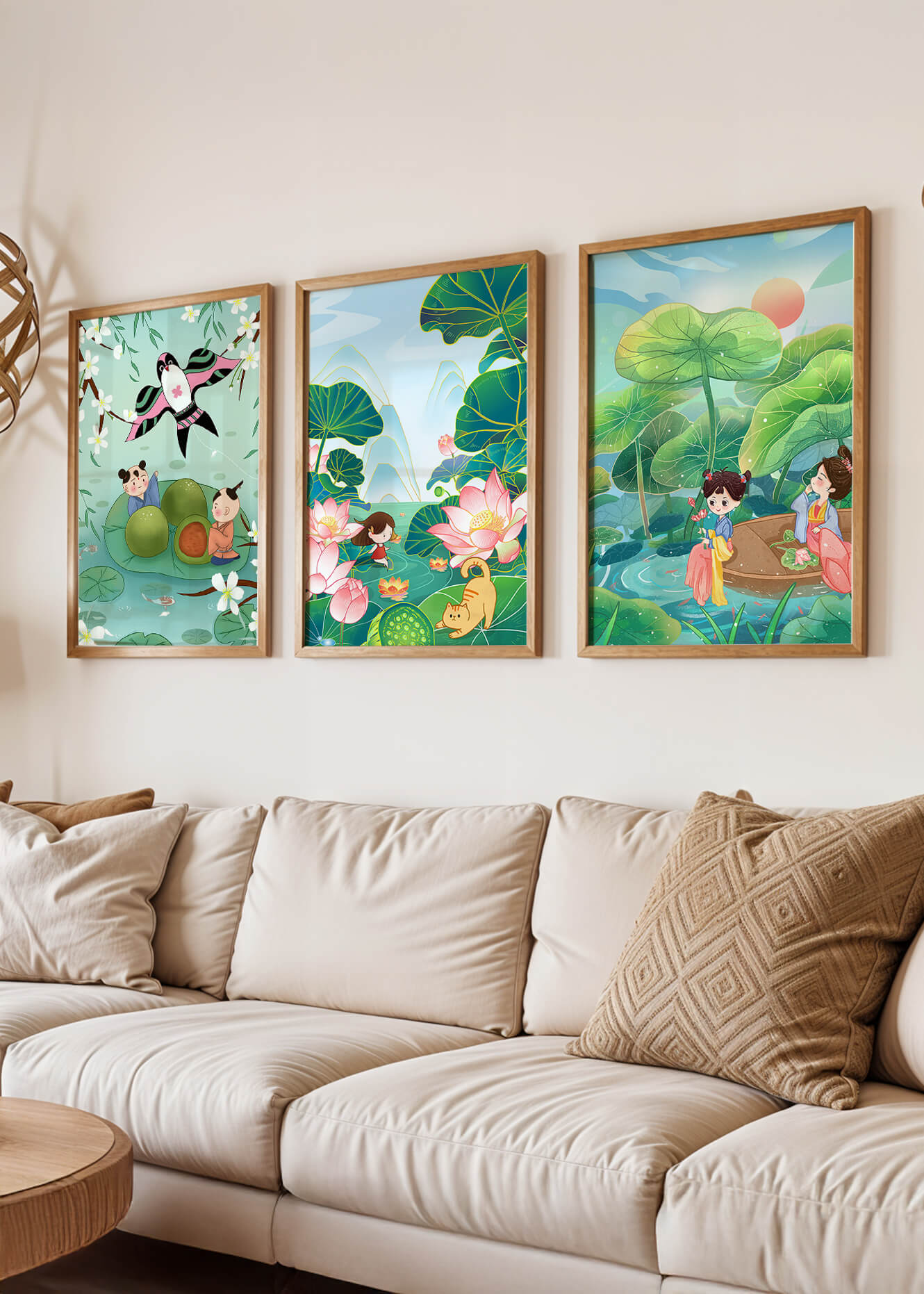 Kunstdrucke im asiatischen Stil mit Naturmotiven