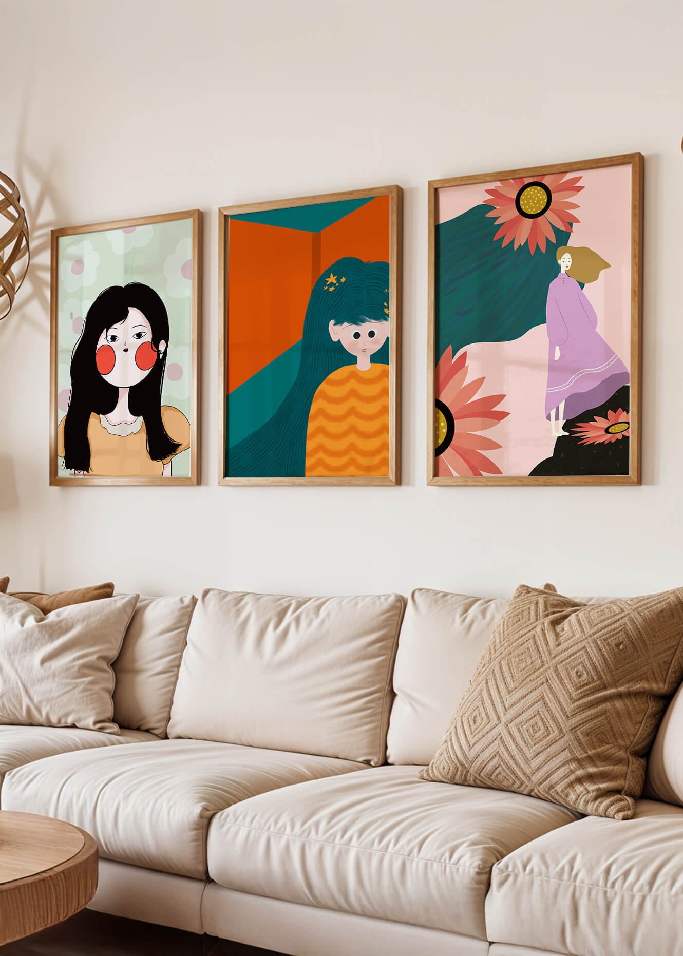 Art moderne coloré en trois designs verticaux