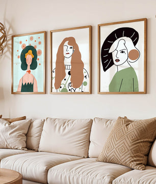 Obras Modernas de Arte con Figuras Femeninas y Coloridos Abstractos