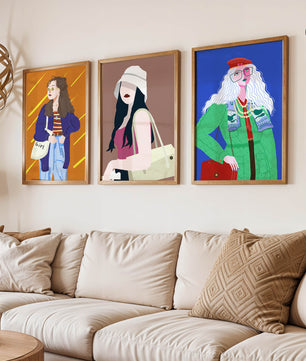 Conjunto de Retratos Modernos de Mujeres con Estilo en Arte Digital