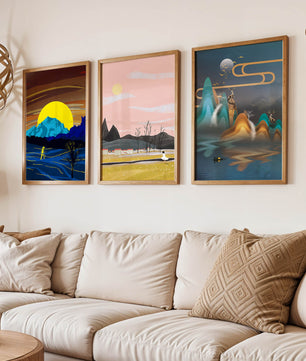 Tríptico de Paisajes Contemporáneos en Colores Vibrantes