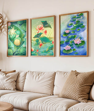 Peintures de nénuphars et de fleurs en style moderne
