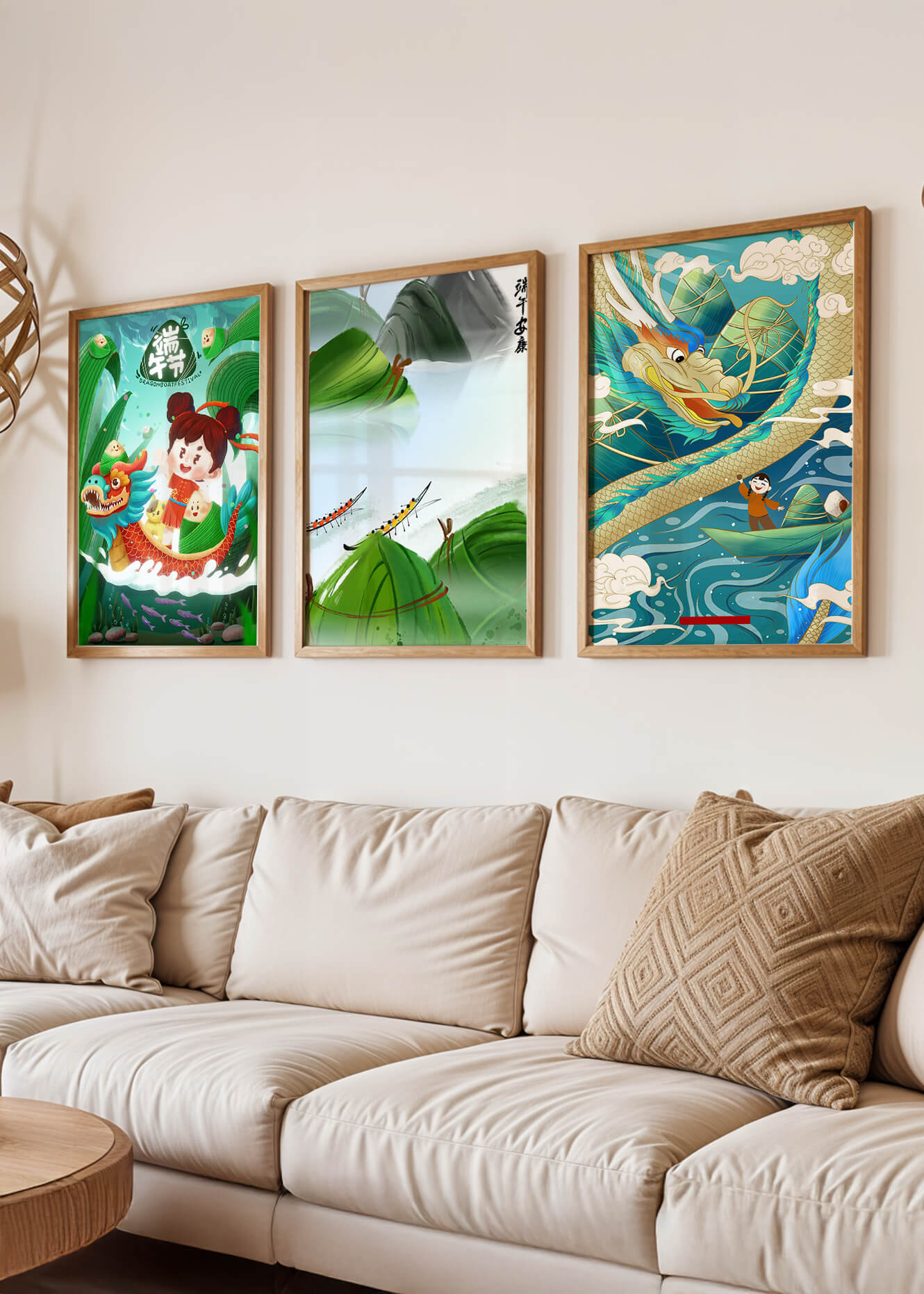 Imprimés thématiques avec des motifs de dragons et de nature