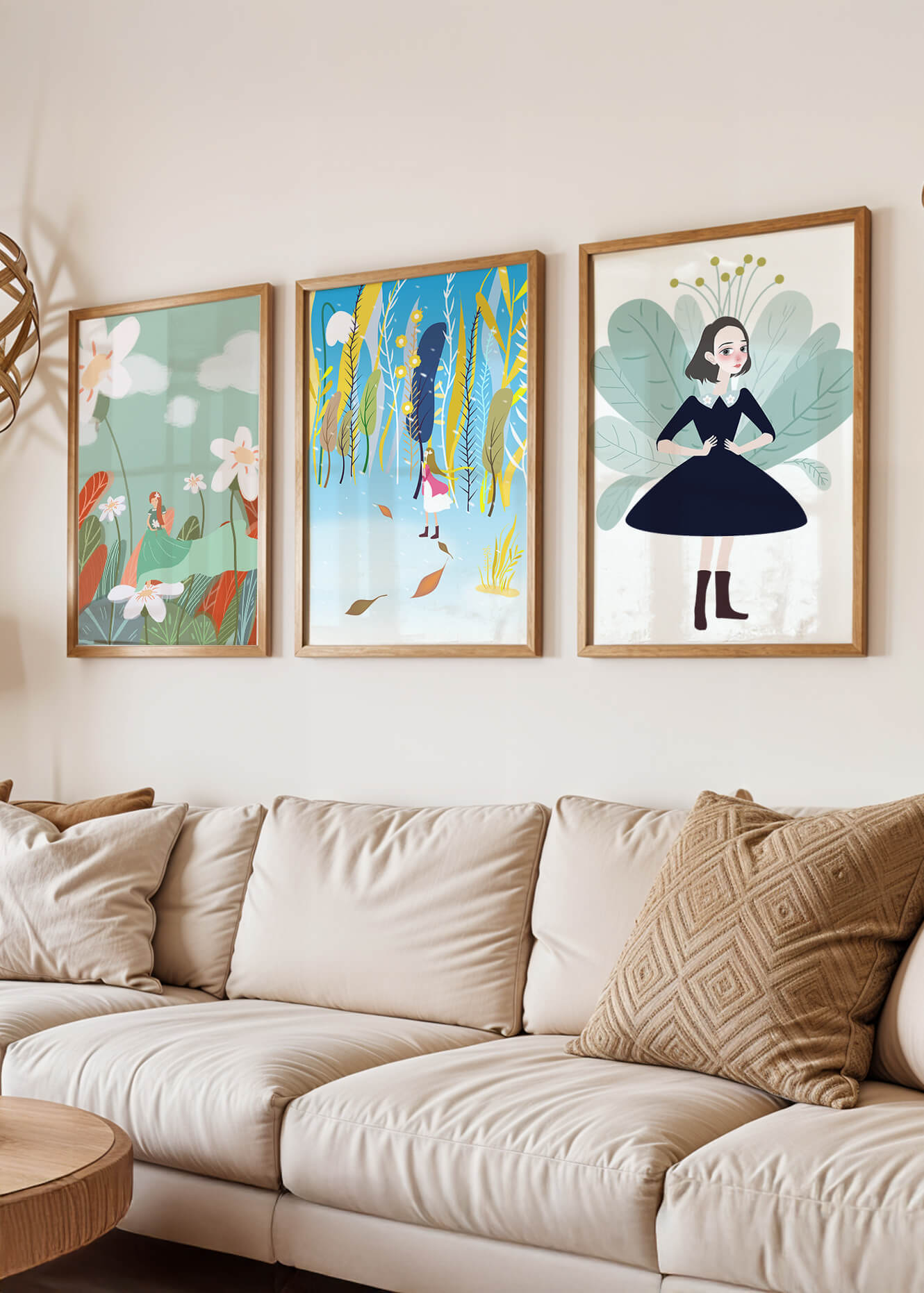 Tríptico de Ilustraciones Modernas y Coloridas