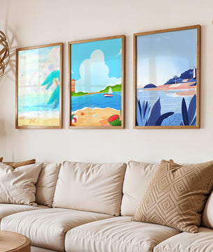 Paisajes Playeros con Colores Vivos en un Interior Moderno