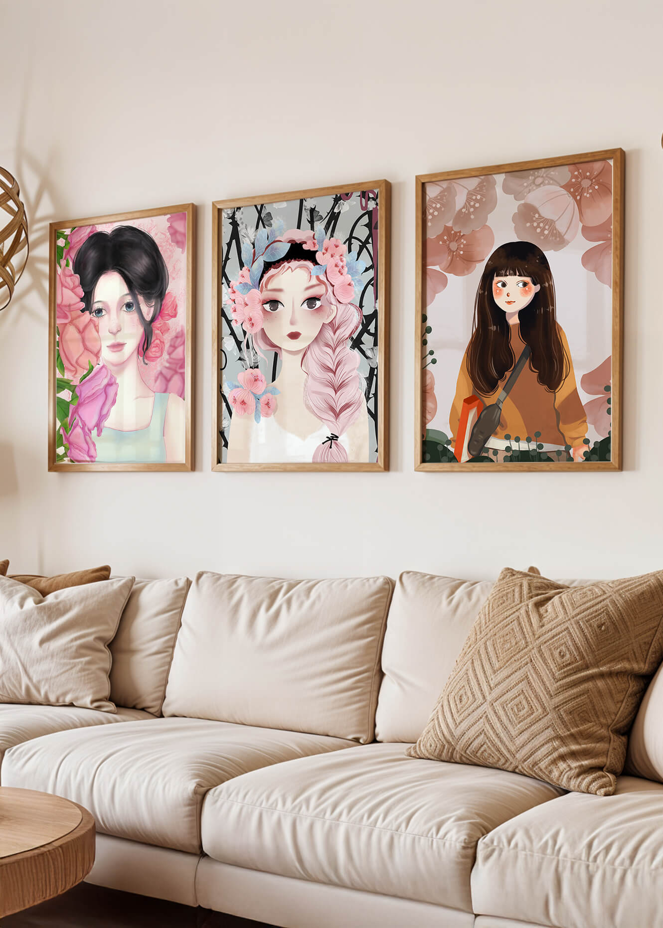 Illustrations artistiques de femmes avec des fleurs et inspiration botanique