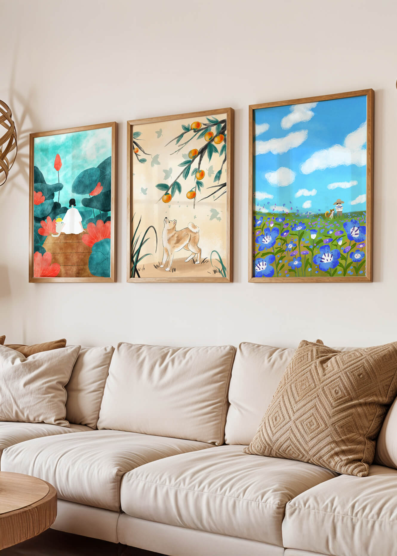 Conjunto de Pinturas Artísticas con Elementos Naturales y Animales