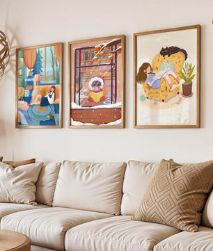 Décorations artistiques chaleureuses pour la maison avec des illustrations d’hiver