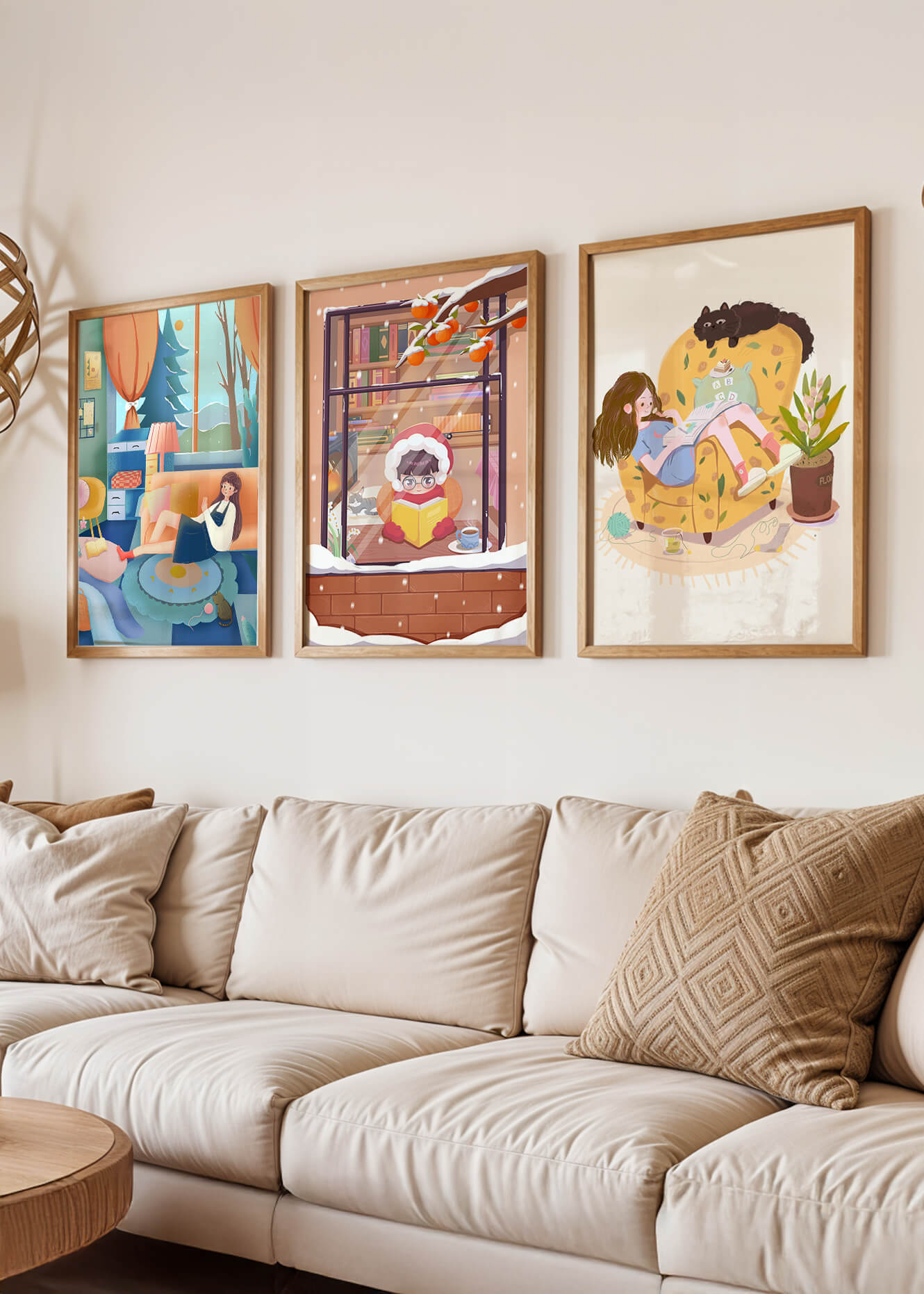 Décorations artistiques chaleureuses pour la maison avec illustrations d'hiver