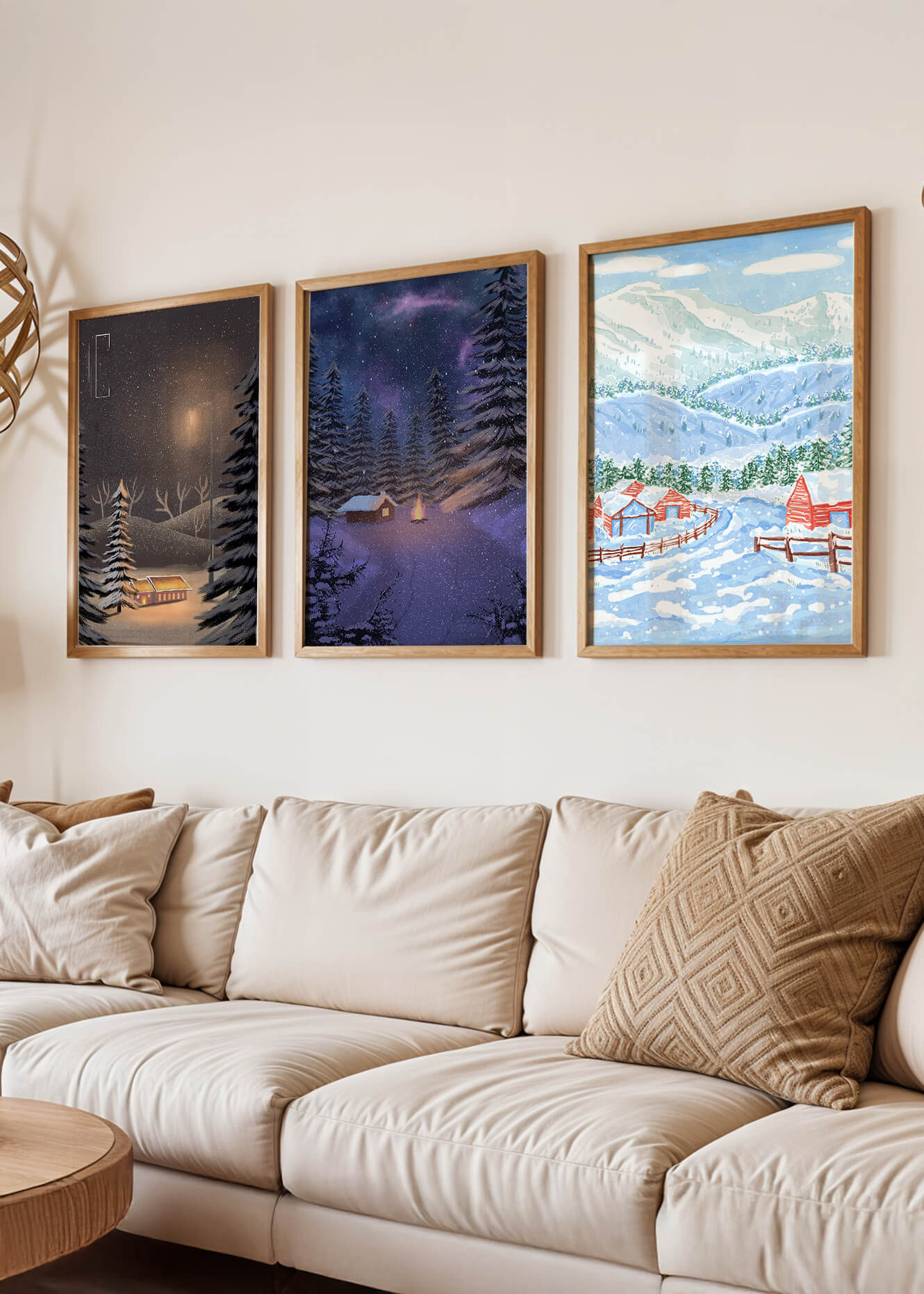 Impresiones De Paisajes Invernales Sin Marco En Un Entorno Elegante