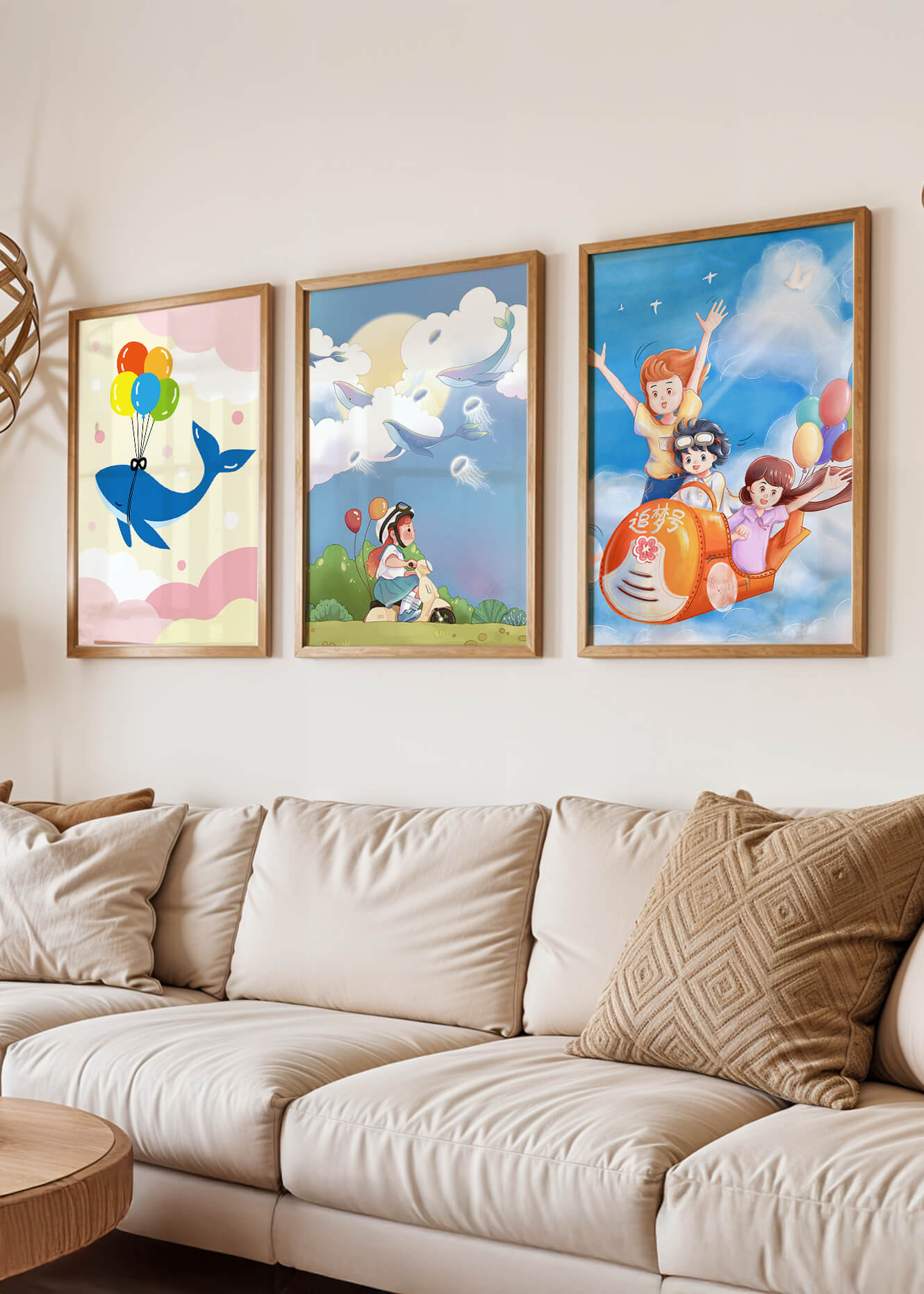 Conjunto de Ilustraciones Fantasía Infantil en Marcos Dorados