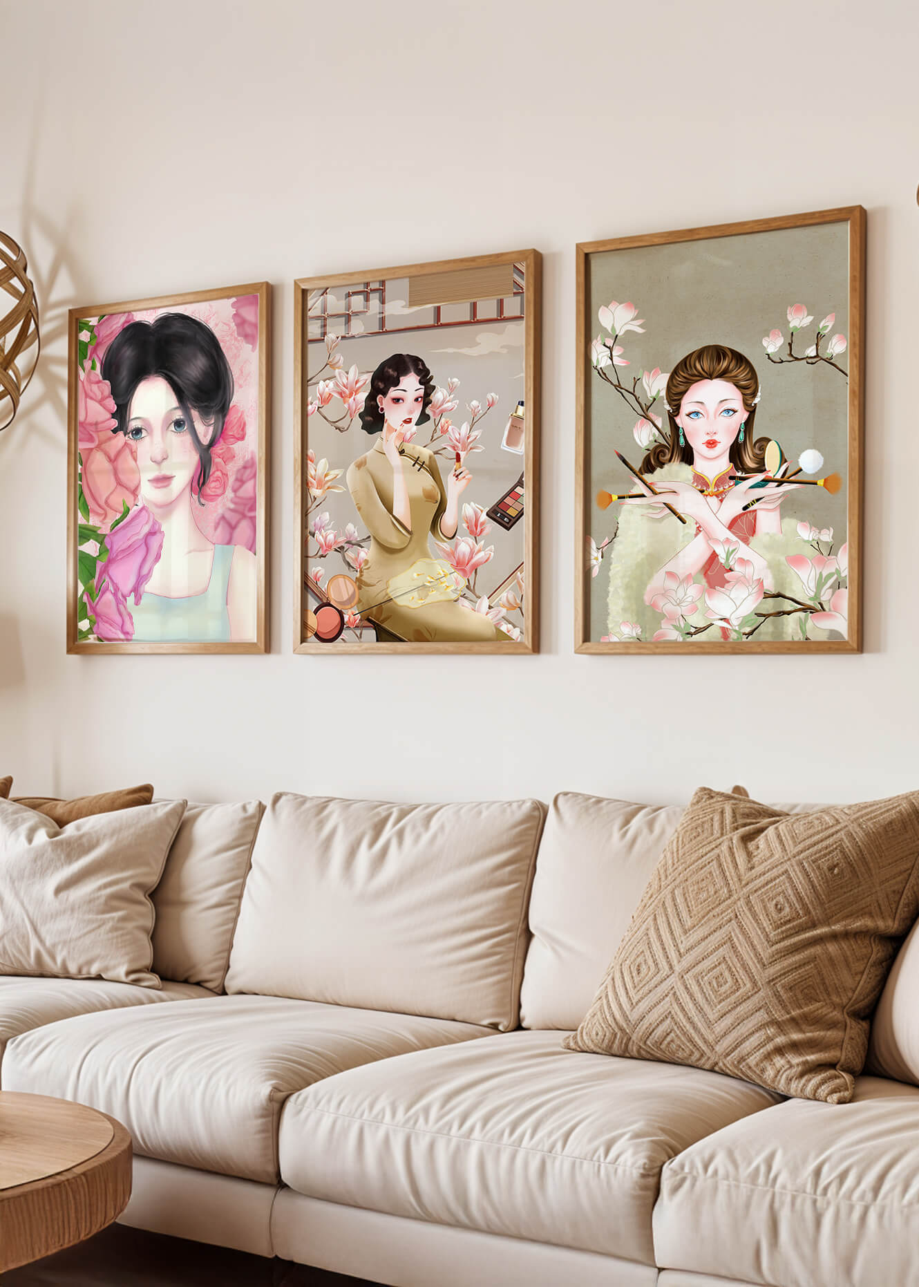 Arte Moderno de Mujeres Asiáticas en Decoración de Pared