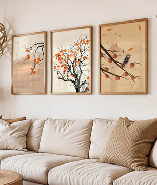 Ensemble d’art décoratif avec des motifs de nature et de fruits d’automne